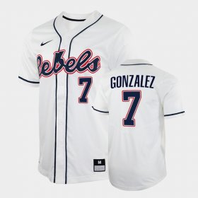 #7 Jacob Gonzalez College Baseball Rebels 2022 Men's White Jersey 806533-355