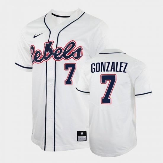 #7 Jacob Gonzalez College Baseball Rebels 2022 Men\'s White Jersey 806533-355