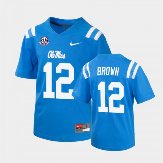 #12 Jakivuan Brown College Football Ole Miss Mens Powder Blue Jersey 537184-698