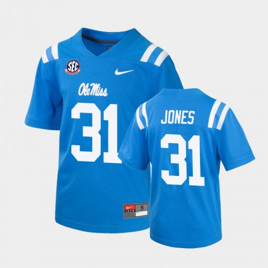 #31 Jaylon Jones College Football University of Mississippi Men Powder Blue Jersey 768529-528