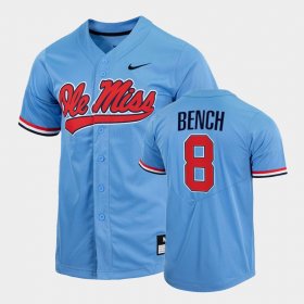 #8 Justin Bench College Baseball Ole Miss Rebels 2022 Full-Button Men Blue Jersey 438672-701