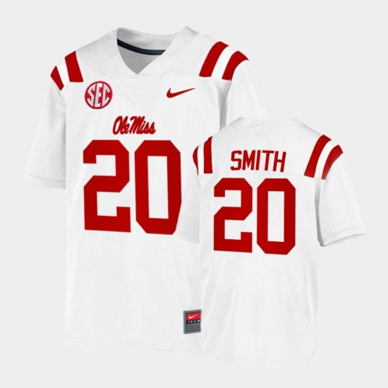 #20 Keidron Smith College Football Ole Miss Game Men\'s White Jersey 516198-181