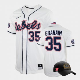 #35 Kevin Graham College World Series Ole Miss 2022 Champions Free Hat Men's White Jersey 604073-962