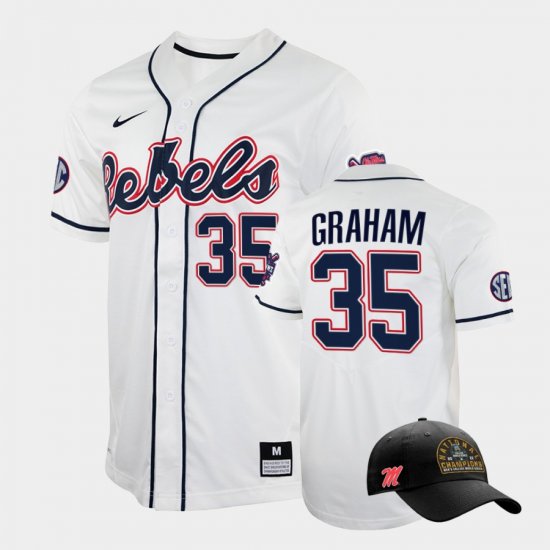 #35 Kevin Graham College World Series Ole Miss 2022 Champions Free Hat Men\'s White Jersey 604073-962