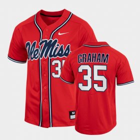 #35 Kevin Graham College Baseball Ole Miss 2022 Full-Button Men's Red Jersey 984130-644