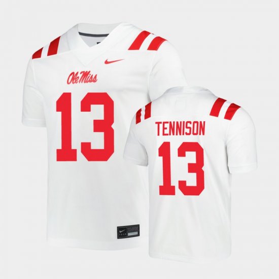 #13 Ladarius Tennison Untouchable Ole Miss Rebels Men White Jersey 400366-641