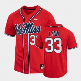 #33 Lance Lynn College Baseball Rebels Full-Button Mens Red Jersey 724091-846