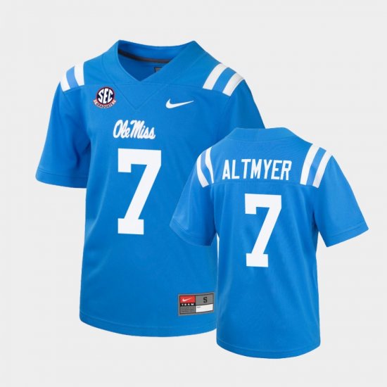 #7 Luke Altmyer College Football Rebels Mens Powder Blue Jersey 243224-625