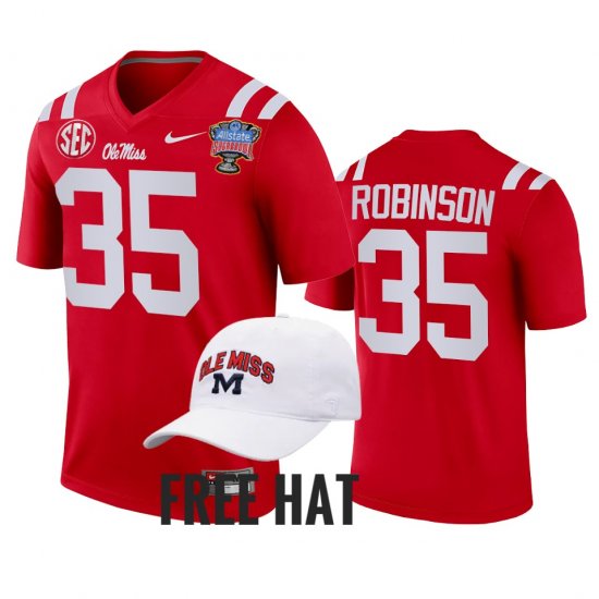 #35 Mark Robinson College Football Ole Miss Rebels 2022 Sugar Bowl Playoff Men Red Jersey 512028-170