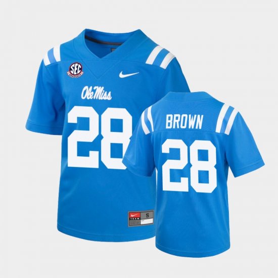 #28 Markevious Brown College Football University of Mississippi Mens Powder Blue Jersey 826214-182