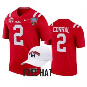 #2 Matt Corral College Football Ole Miss Rebels 2022 Sugar Bowl Playoff Men Red Jersey 953758-670