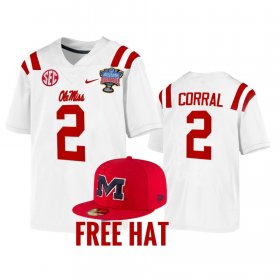 #2 Matt Corral College Football University of Mississippi 2022 Sugar Bowl Playoff Mens White Jersey 343188-149