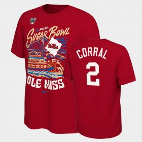 #2 Matt Corral College Football Ole Miss 2022 Sugar Bowl Locker Room Men's Red T-Shirt 367157-322