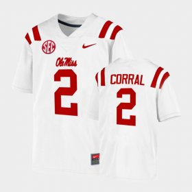 #2 Matt Corral College Football Ole Miss Game Men's White Jersey 779014-662