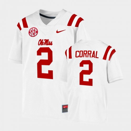 #2 Matt Corral College Football Ole Miss Game Men\'s White Jersey 779014-662