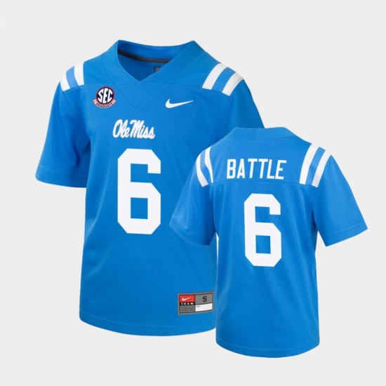 #6 Miles Battle College Football Ole Miss Men\'s Powder Blue Jersey 796590-537