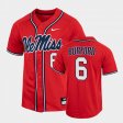 #6 Reagan Burford College Baseball Ole Miss 2022 Full-Button Men's Red Jersey 765953-857