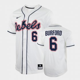 #6 Reagan Burford College Baseball University of Mississippi 2022 Men's White Jersey 993654-908