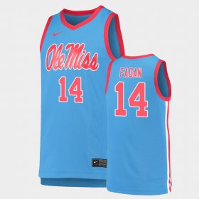 #14 Tye Fagan Replica Ole Miss Rebels Basketball Men's Light Blue Jersey 404257-584