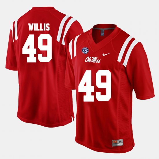 #49 Patrick Willis Alumni Football Game University of Mississippi Men Red Jersey 181827-716