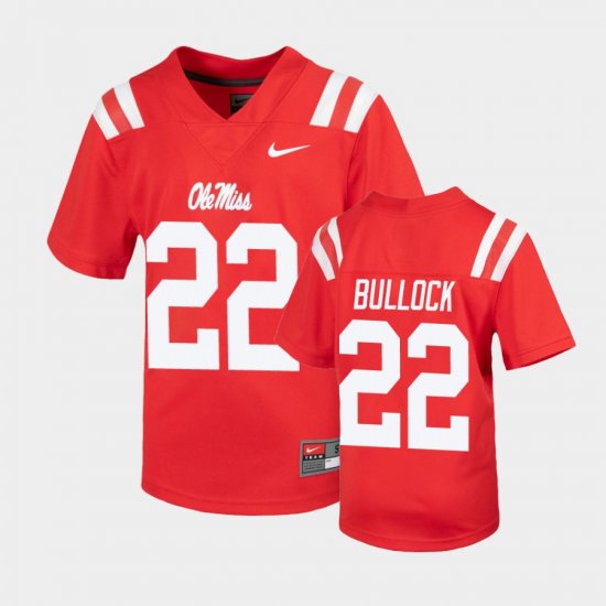 #22 Kentrel Bullock Untouchable Ole Miss Rebels Football Youth Red Jersey 208202-642